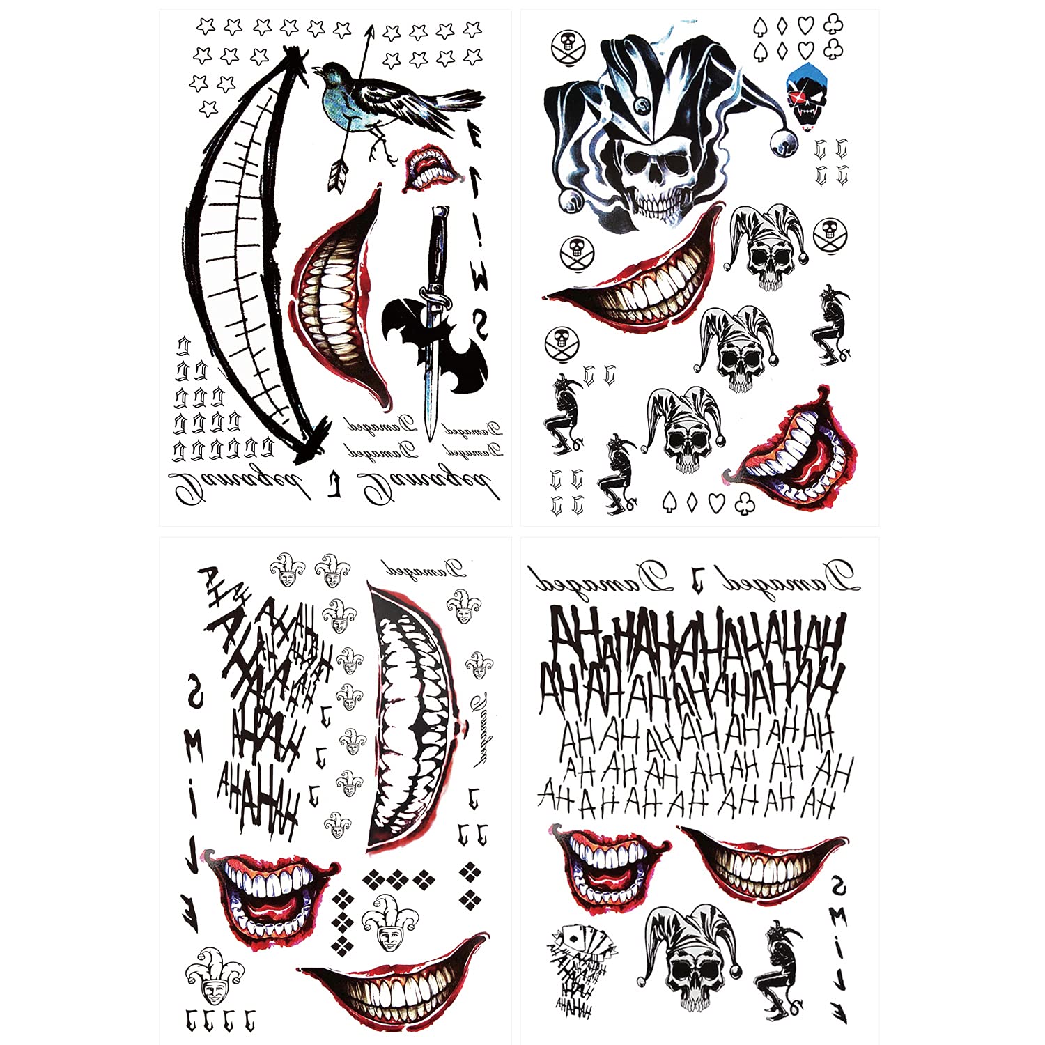 LEOARS Men Tattoos, 4-Sheet Temporary Tattoos Fake Tattoo Sticker for Halloween Costume Accessories and Parties