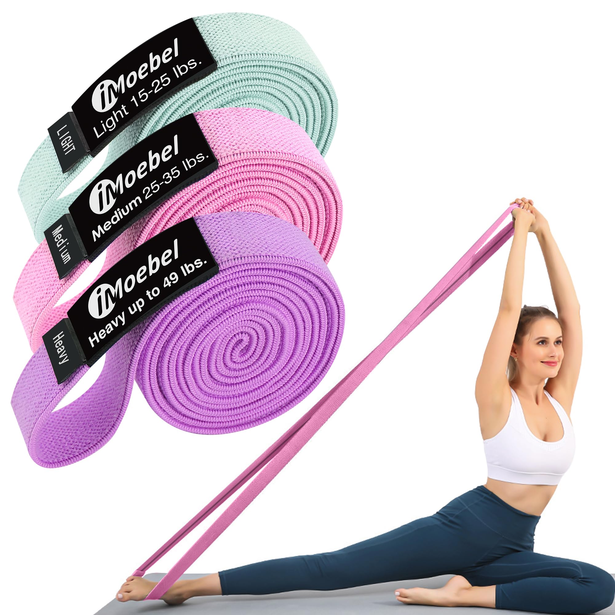 Fitnessband Gewebe Resistance Bands - Lange Widerstandsbänder rutschfeste Gymnastikband Klimmzugband für Krafttraining Crossfit Yoga Homeworkout