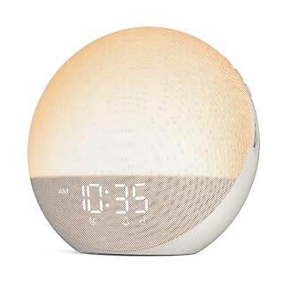 Sunrise Alarm Clock White Noise Machine: Natural Wake Up Light - Dimmable Clock with Bluetooth Speaker for Bedroom - 25 Sleep Sounds for Baby Adults Kids Putty - Amazon product rated Grade B