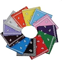 Vista 5 de 12 bandanas 22 x 22 in 100 % algodón, novedad, de cachemira, de impresión de doble, cowboy, bufanda, bandana, banda para la cabeza, pañuelos