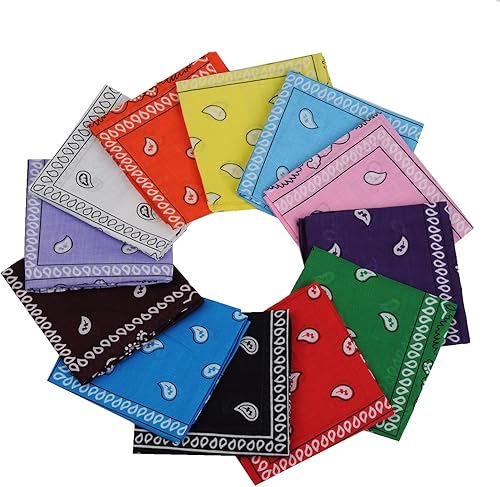 Miniatura 5 de 12 bandanas 22 x 22 in 100 % algodón, novedad, de cachemira, de impresión de doble, cowboy, bufanda, bandana, banda para la cabeza, pañuelos