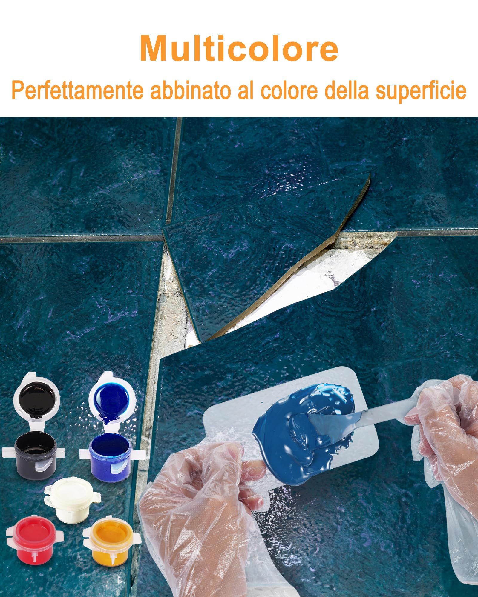 Kit Riparazione Piastrelle, Kit Riparazione Vasca da Bagno per la Riparazione di Scheggiature, Ammaccature, Scalfitture e Crepe Negli Infissi in Gres Porcellanato e Ceramica (Multi Colori)