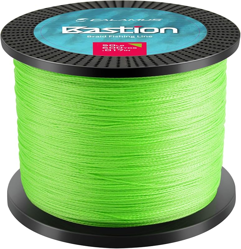 Calamus Bastion Braided Fishing Line, Muti Color, 6-80LB, 150-600Yds | Highly Abrasion Resistant, High Knot Strength, Zero Stretch, Smooth Casting, 4-Carrier & 8-Carrier, Super Tough, Colorfast
