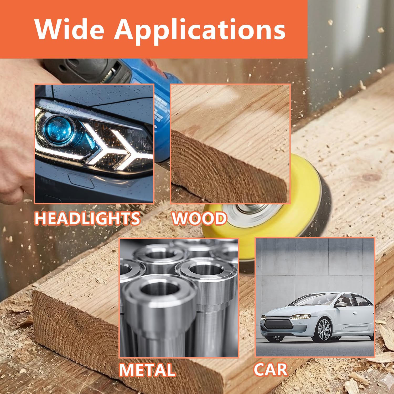 148PCS 3 Inch Sanding Disc Drill Polishing Kit for Headlight Restoration, 60-10000 Grit Wet Dry Silicon Carbide Hook & Loop Sandpaper with Buffing Sponge Pads for Car Wood Metal