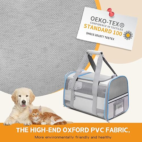 Miniatura 6 de Transportador de gatos para perros, aprobado por aerolíneas para perros pequeños, gatos medianos, cachorros de menos de 15 libras, plegable y de