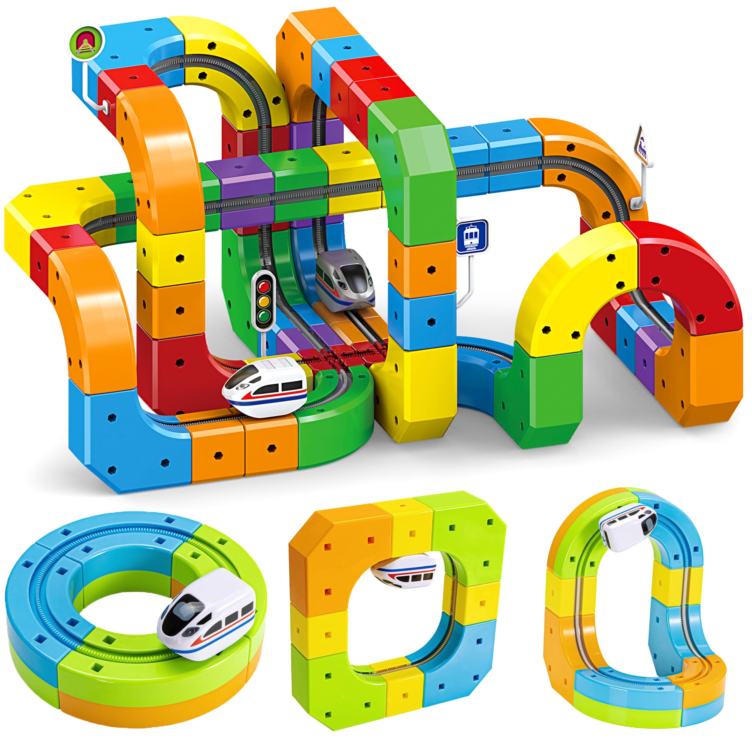 Photo 1 of Electric Train Set for Kids Ages 3-8 - Modular 3D Flexible Race Track Building Toy with Gravity-Defying 360° Movement, STEM Learning Fun Gift(154 pcs Deluxe Set)