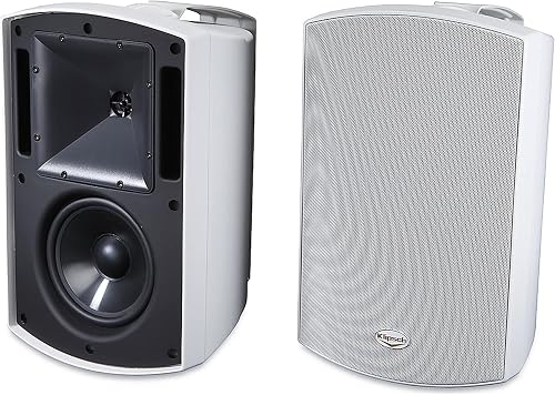 Klipsch AW-650 Indoor/Outdoor Speaker Pair - White, 6.5-Inch Woofer, 1-Inch Titanium Dome Tweeter, All-Weather Design