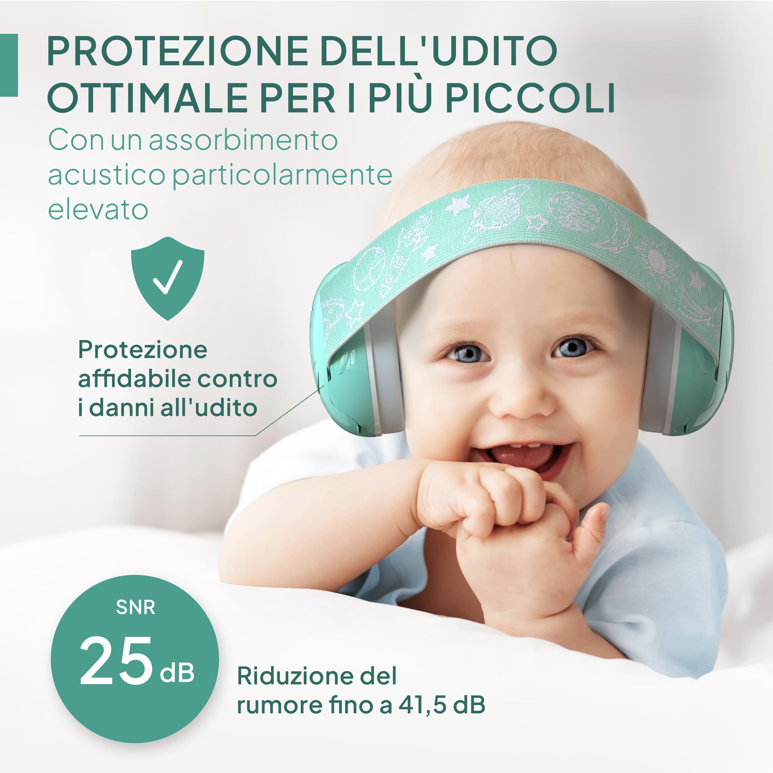 Senner ® KidsPro Flex | Protection auditive enfants - Casque antibruit avec SNR 25 dB, jusqu'à 12 ans, évolutif. Idéal pour quotidien, fêtes, sports, événements musicaux - Turquoise