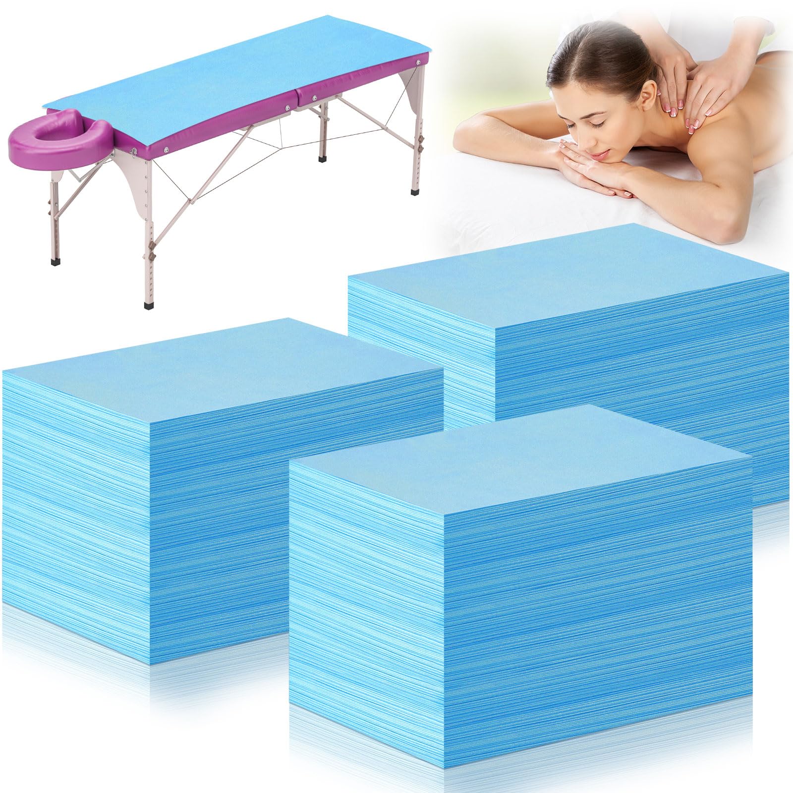 Draps jetables table de massage Tegeme bleus imperméables 70x180 cm