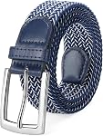 SUOSDEY Elastic Braided Belts for Men, Woven Stretch Belts for Golf Casual Jeans Shorts 1.3" width