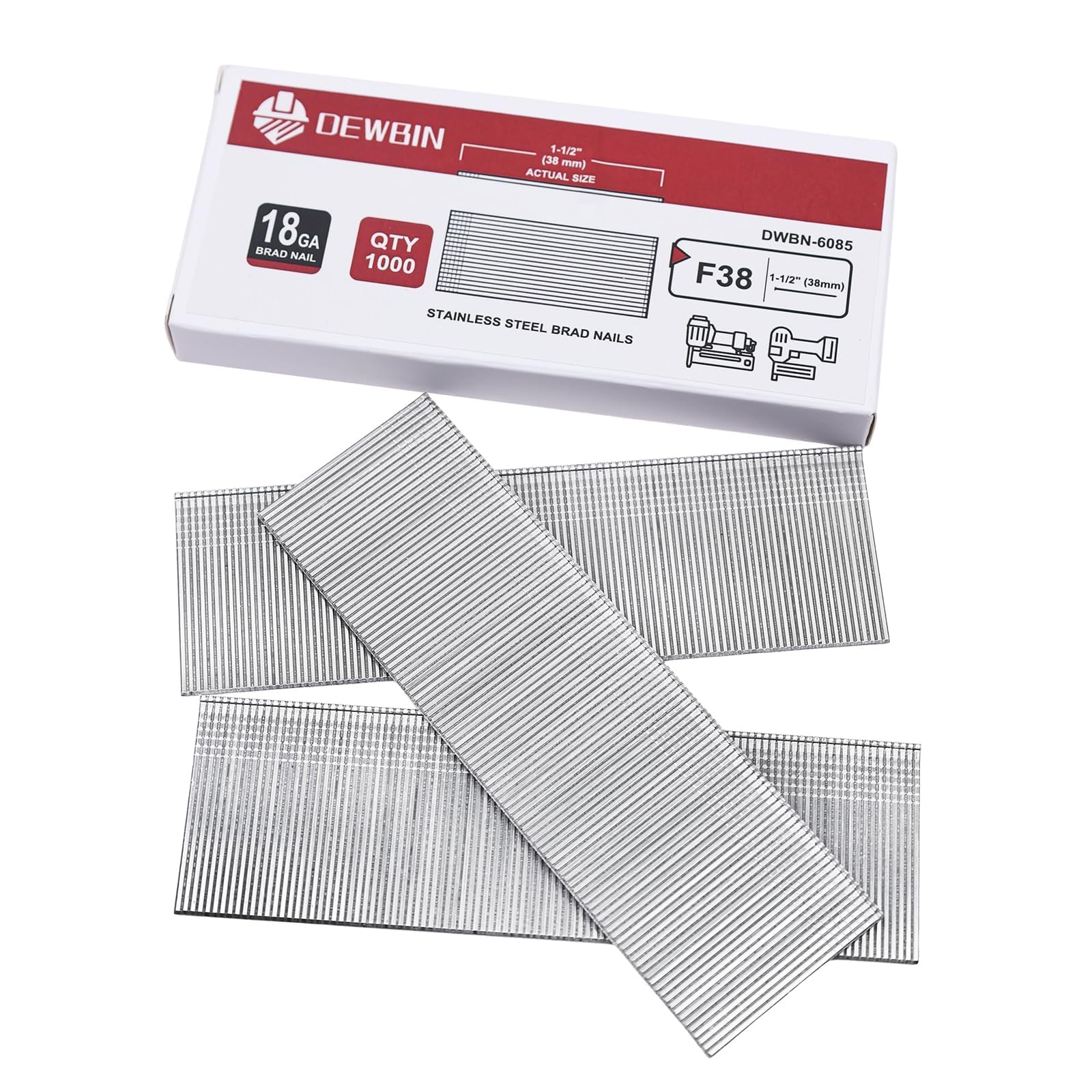 Photo 1 of ***PHOTO AND DESCRIPTION FOR REFERENCE ONLY***  18 Gauge Stainless Steel Brad Nails, 1000 Counts 1-1/2-Inch 18GA Brad Nails, Nail Gun Nails for Pneumatic, Electric Brad Nailer Gun