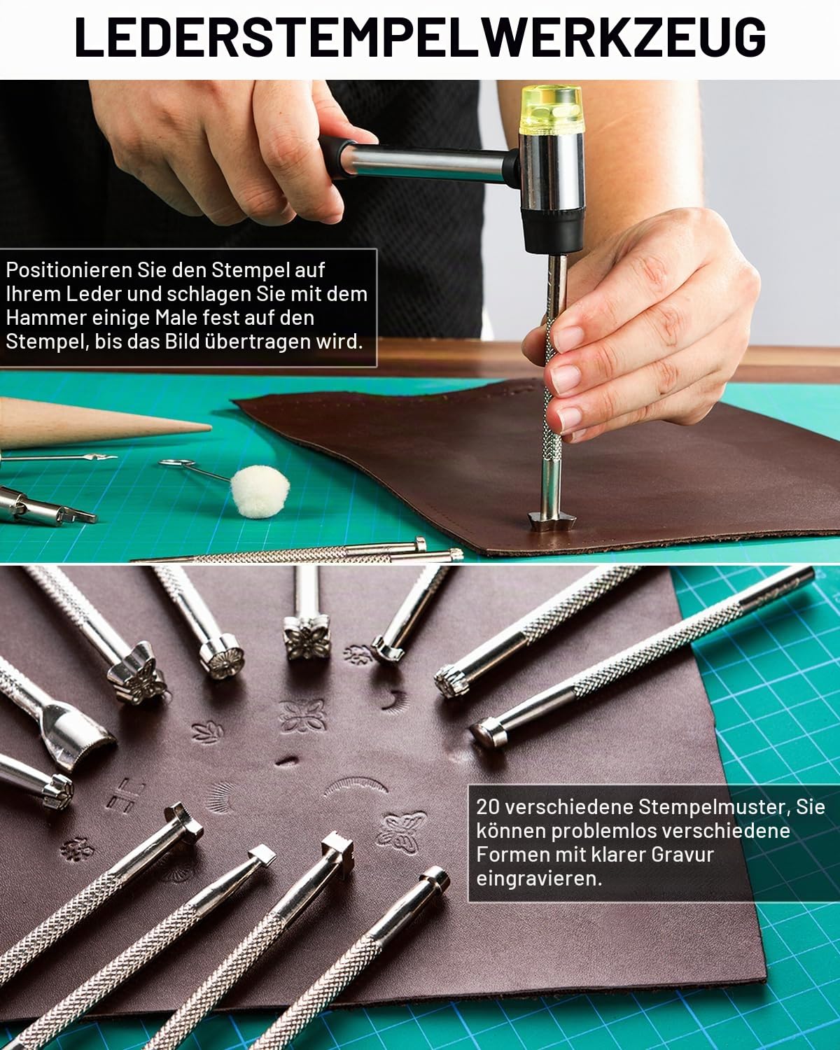 Nicpro 85-teiliges Leder Nähset, Sewing Kit mit individueller Aufbewahrungstasche, für Erwachsene, Lederwerkzeug Grundausstattung zum Stanzen, Nähen, Schnitzen, Schneiden, Stanzen, Lederbearbeitung