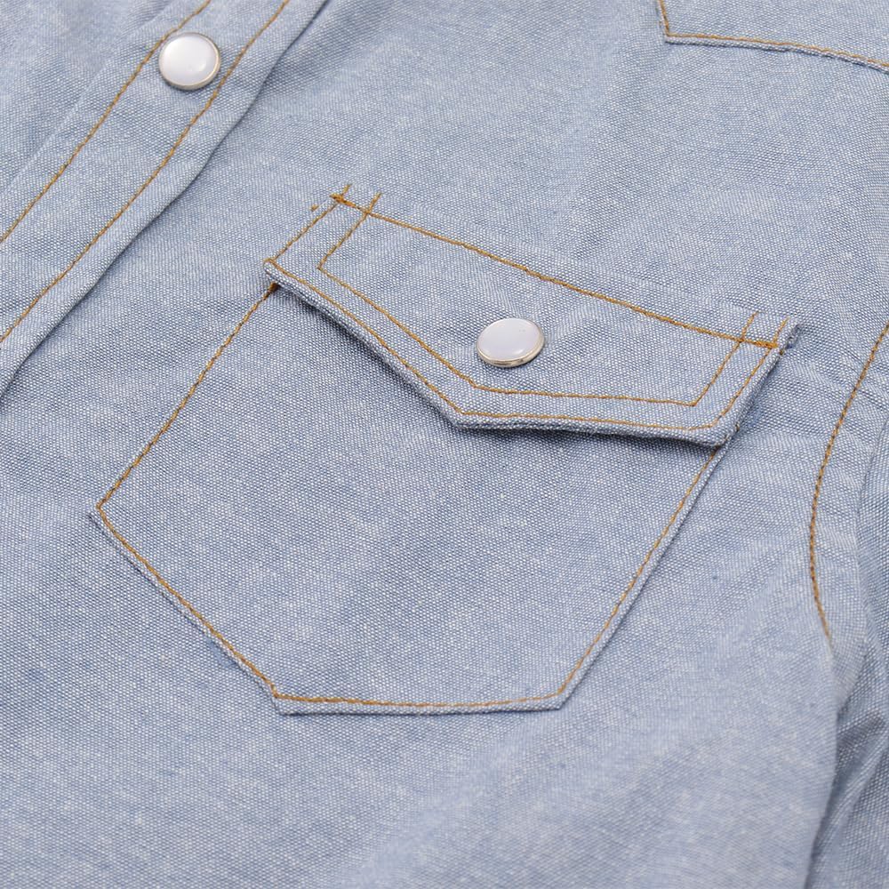 Spring&Gege Boys' Long Sleeve Chambray Shirt Western Cowboys Pearl Snap Button Down Shirts (5-14 Years) - Image 4