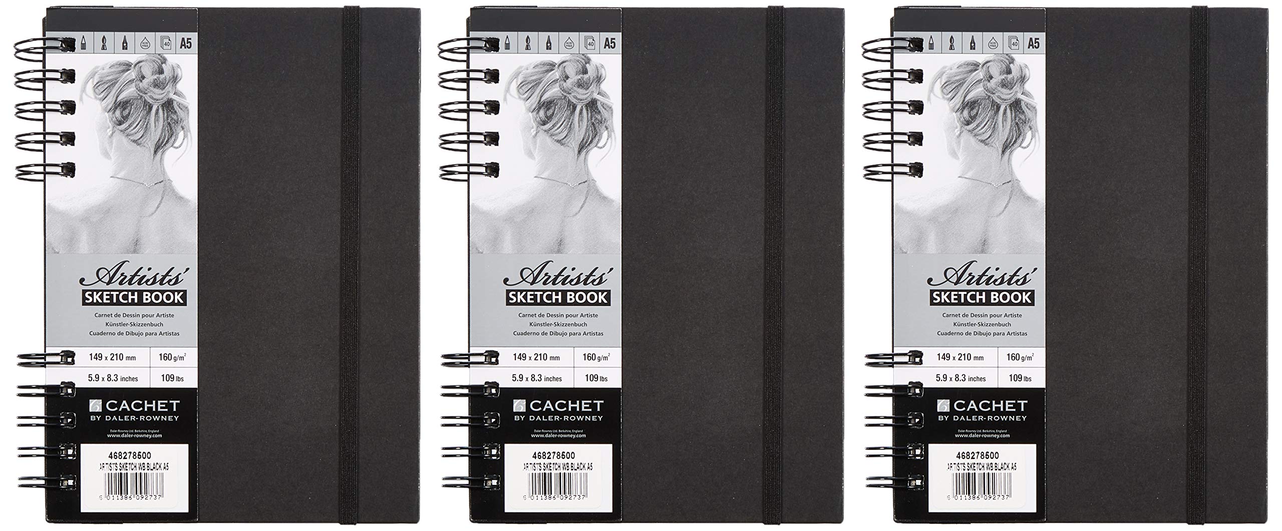Daler Rowney Cachet Artist's WB Sketchbook A5 Black 160G 40 SH