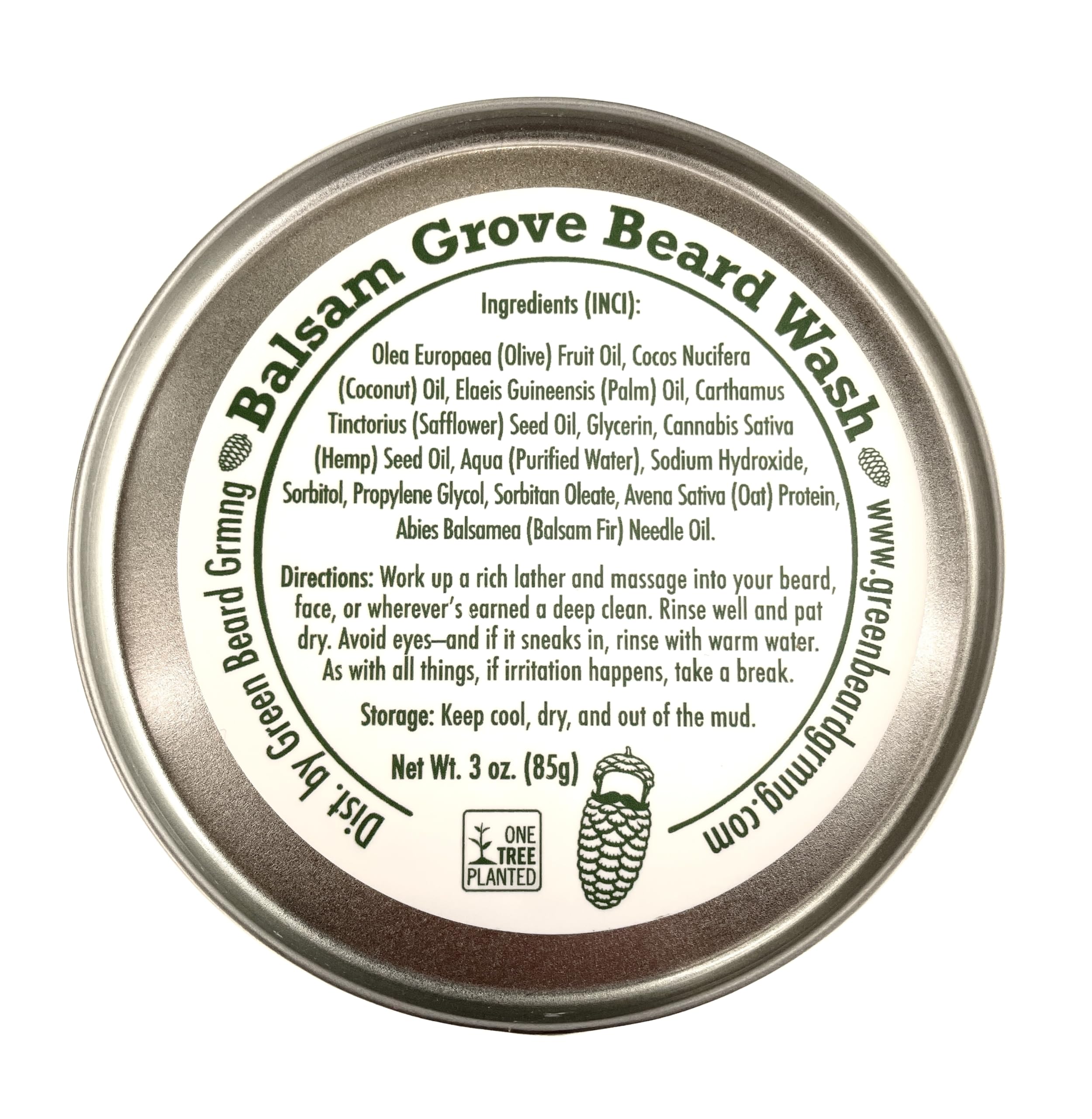 Green Beard Grmng Balsam Grove Beard & Mustache Wash Bar – Natural Solid Shampoo for Men Regular (3 oz)