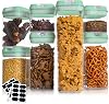 Cheer Collection チアコレクション 密閉食品保存容器 パントリー用キッチン保存容器 7個セット 密閉蓋付き パントリー保存容器 蓋付きオーガナイザー ミントグリーン