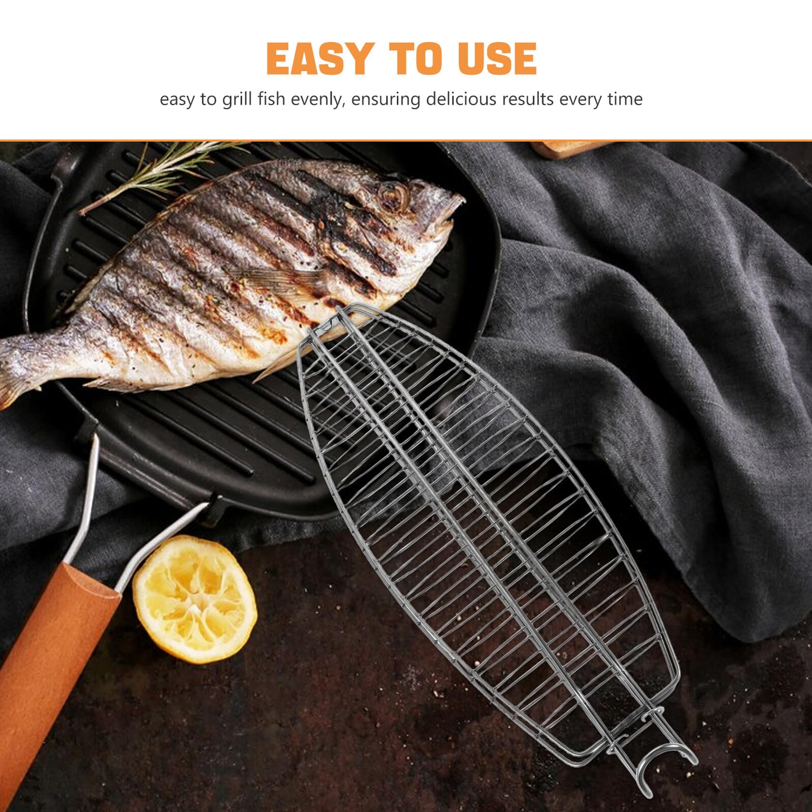 Uonlytech Cestello Barbecue in Acciaio Inossidabile per Pesce, Pieghevole e Facile da Conservare, Accessorio Multifunzionale per Camping e Picnic all Aperto