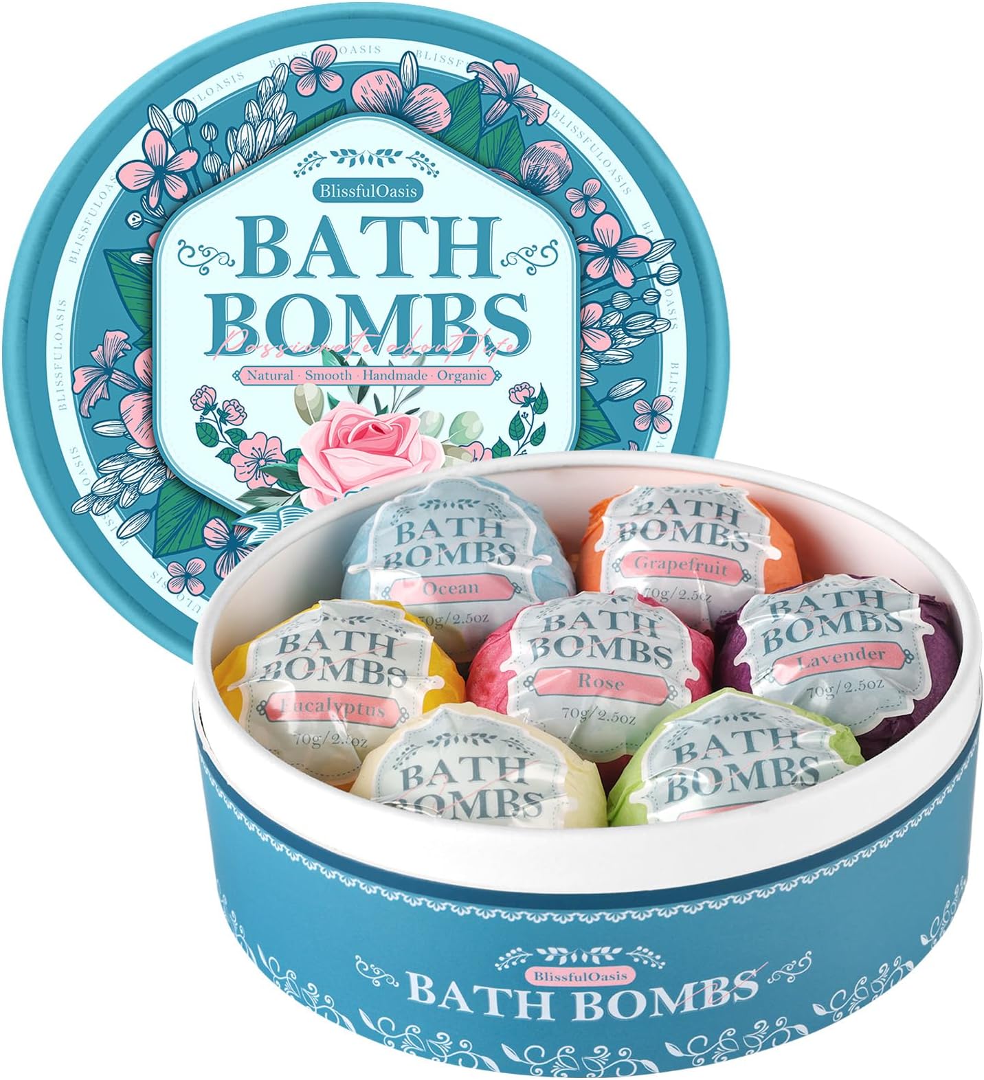 Amazon.com : 6 XL USA Made Essential Oils Bath Bombs Gift Set - Organic ...
