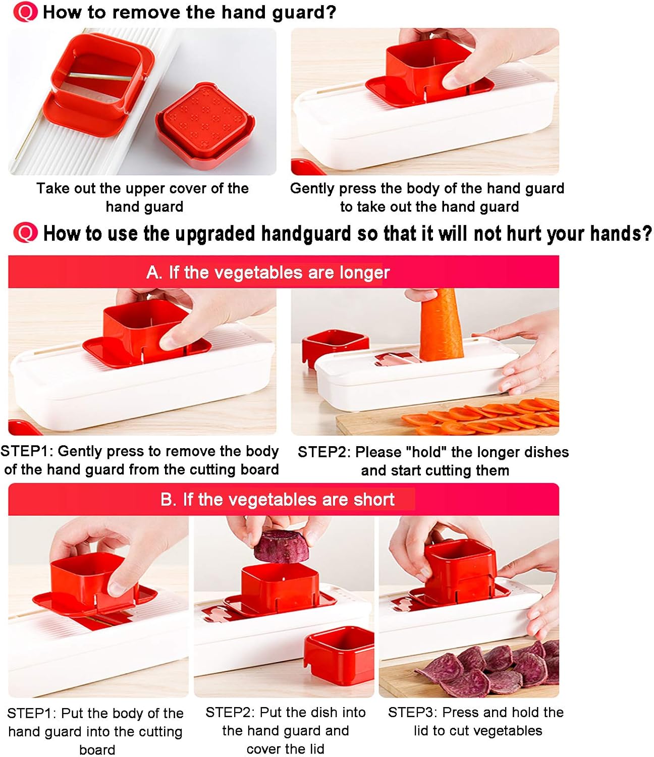 Salad Mandoline Slicer for Potato Tomato Cheese Fruit Carrot Manual Onion Mincer Chopper Dicer Kitchen Potato Cutter with Container and 2 Blades Vegetable Chopper Food Chopper-Red 22 x 8 x 5 cm (9 x 3