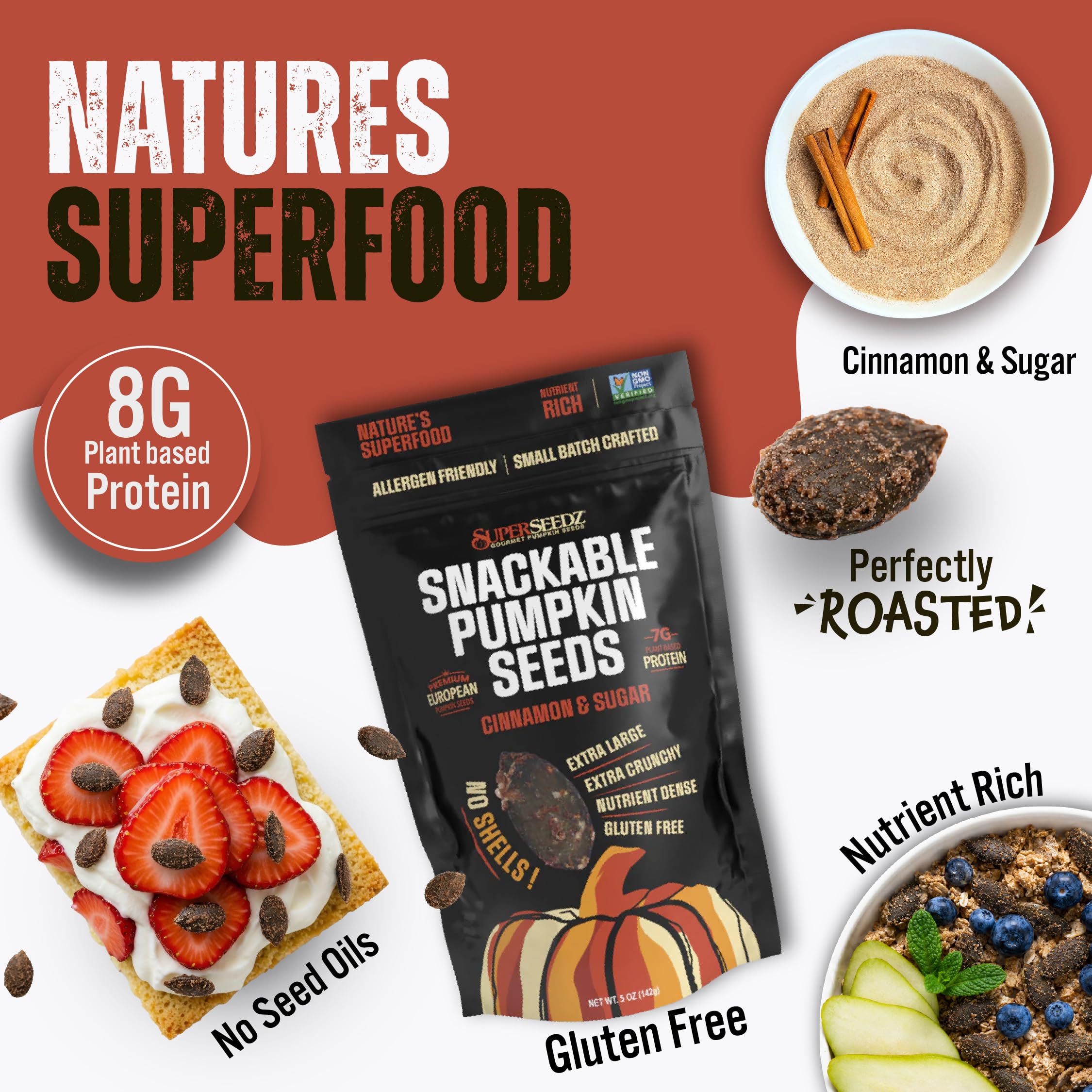 Amazon.com : SuperSeedz Dry Roasted Pumpkin Seeds Cinnamon & Sugar