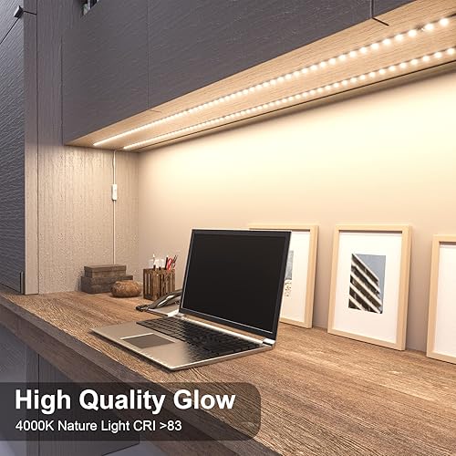 Vista 30 de WOBANE Kit de iluminación para debajo del gabinete, barra de luces LED flexible, luces debajo de la encimera para cocina, armario, escritorio