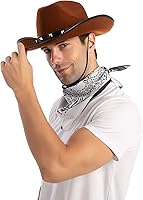Vista 10 de Spooktacular Creations Sombrero de vaquero de Halloween y 3 piezas de bandana para hombres y niños, disfraz de vaquero, accesorios de Halloween