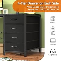 Vista 7 de Escritorio para computadora de 60 pulgadas con 8 cajones, escritorio de oficina en casa con tomas de corriente, escritorio de estudio de trabajo