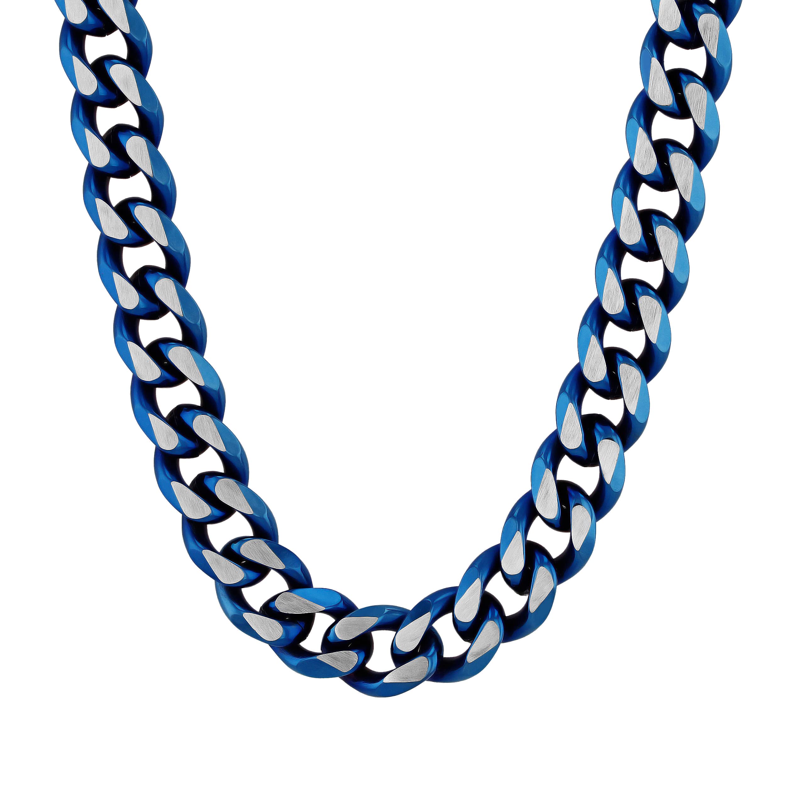 Bracelet maille cubaine acier bleu : le cadeau idéal