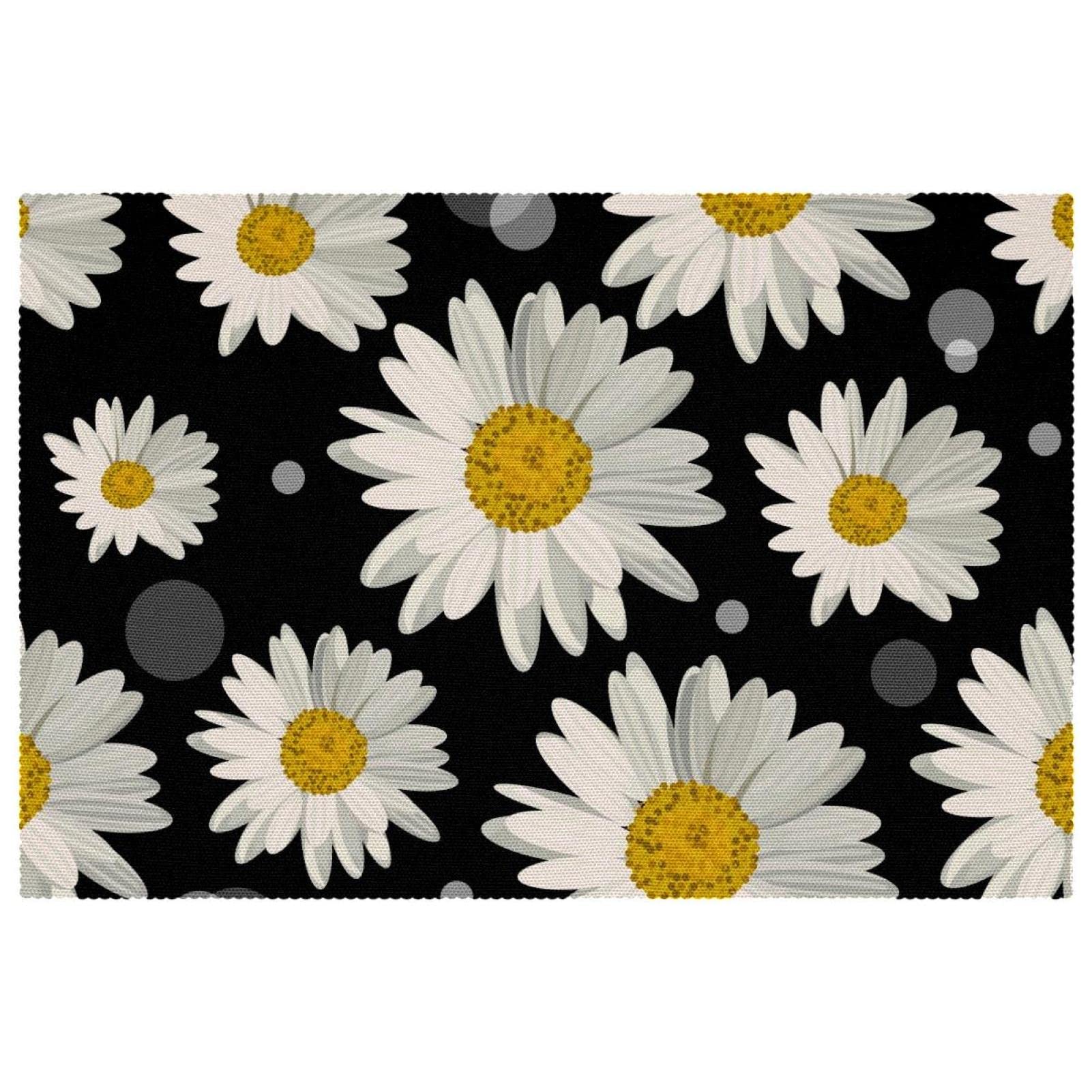 Set de table marguerite au design graphique blanc et chic, protection thermique de table