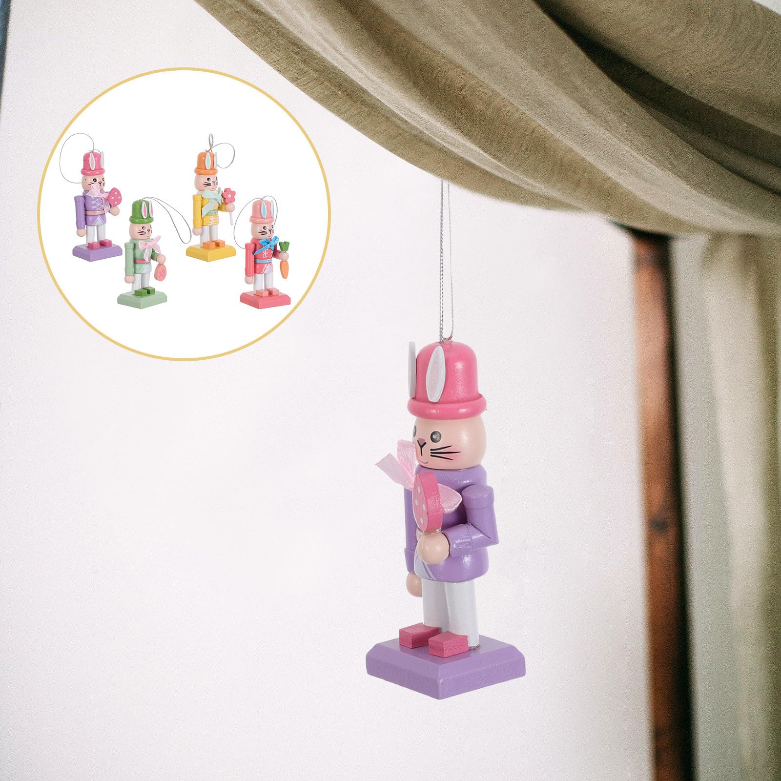 minkissy 20 Pezzi Statuina Schiaccianoci Coniglio Pasquale in Legno per