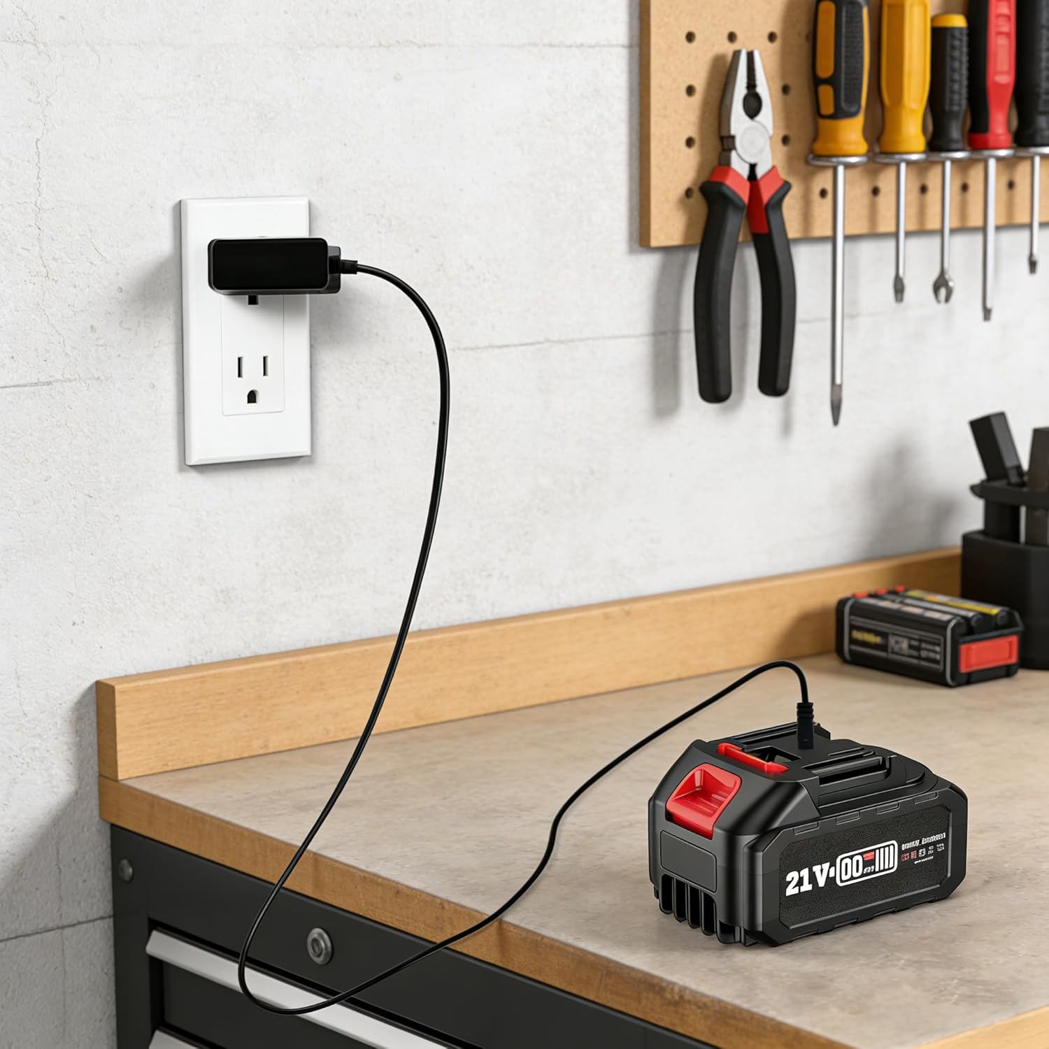 21V Chainsaw Charger Compatible with SEESII Mini Chainsaw/Impact Wrench/Pole Saw, Chainsaw Lithium Battery Power Adapter Replacement, Black