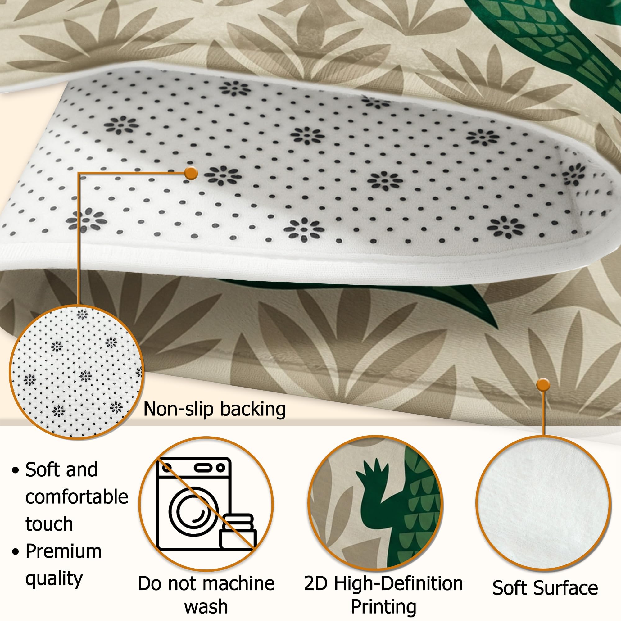 Alfombra de área de cocodrilo, diseño tropical de hojas naturales, sin esponja de pelo bajo, suave, rectangular, resistente a las manchas, para sala de estar, dormitorio, aula, decoración de