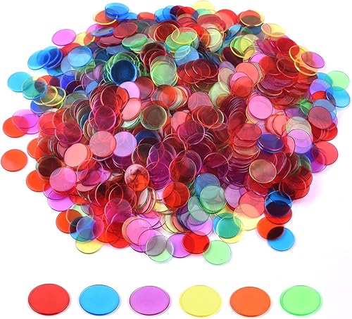 Coopay 900 fichas de contador de fichas de plástico, colores transparentes mezclados para fichas de juego de fichas de bingo, contienen colores 10