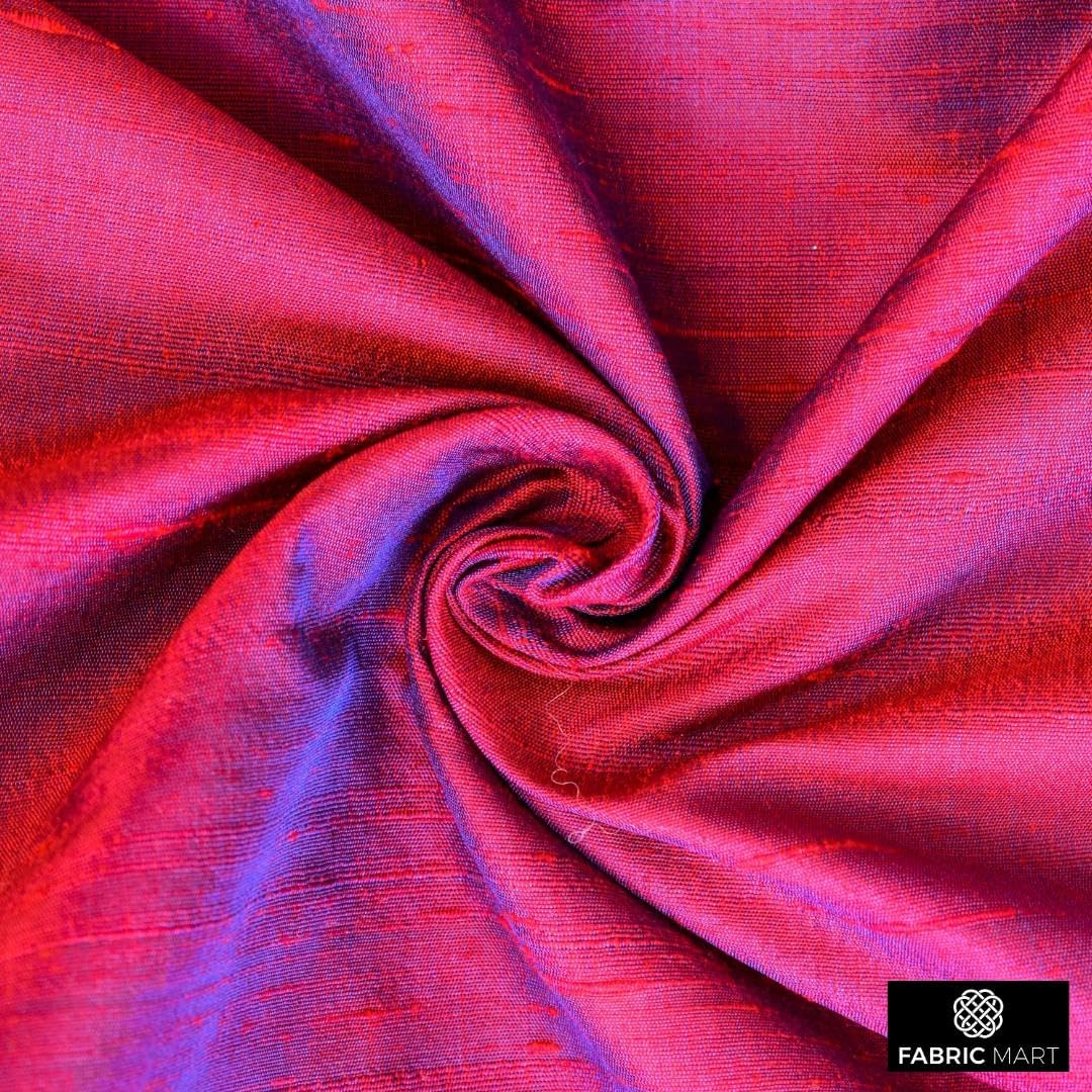Fabric Mart Direct Red, Ink Blue Silk Dupioni Fabric By The Yard, 2 Continuous Yards 41 inches Width Slubbed Dupioni Silk Solid Color Blue Combination Fabric, Wholesale Combination Upholstery