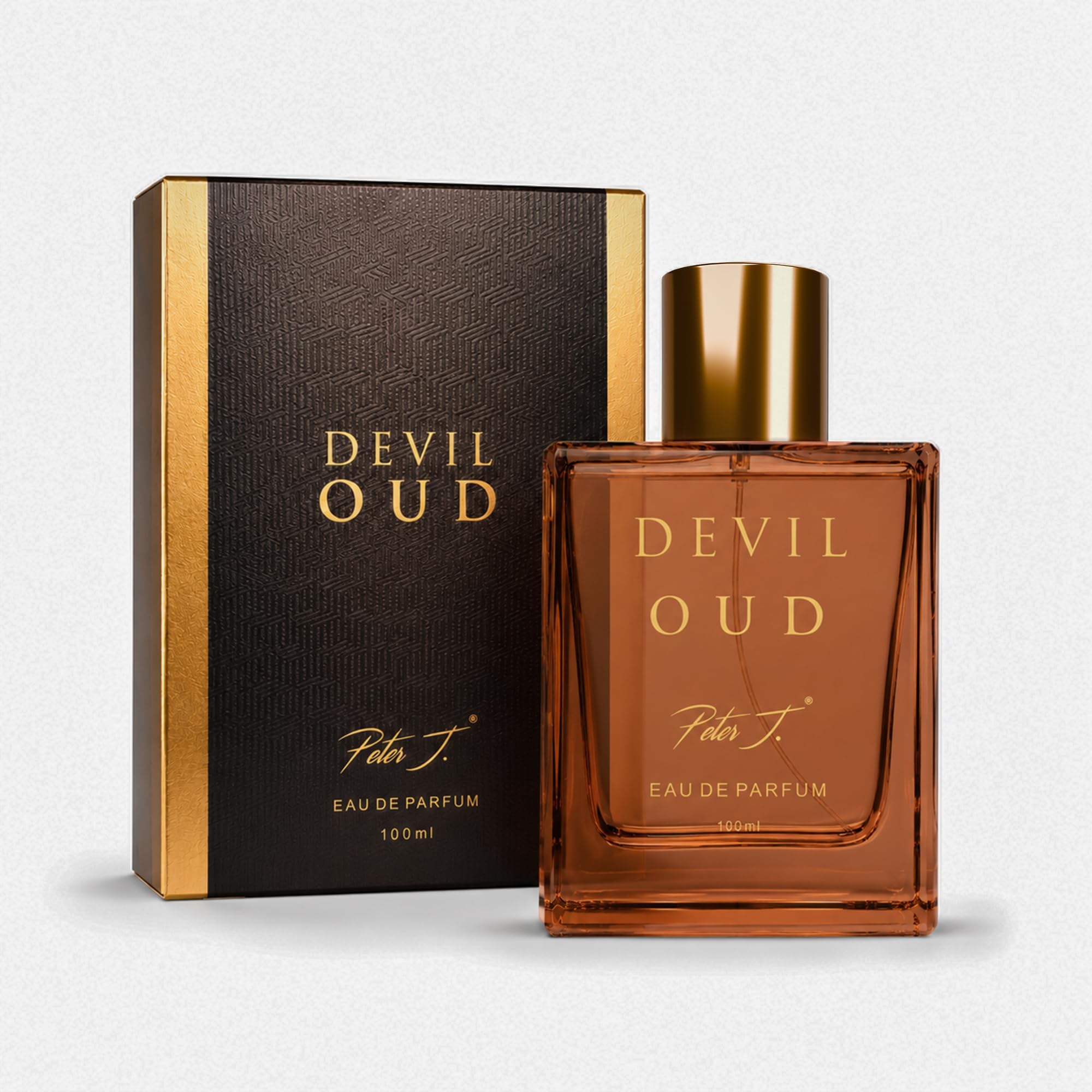 Peter J Devil Oud Eau De Parfum – 100ML | Unisex Luxury Perfume with Smoky Rose, Spicy Oud & French Cognac Notes | Bold & Long-Lasting Fragrance | Sensual Gift Perfume for Men & Women