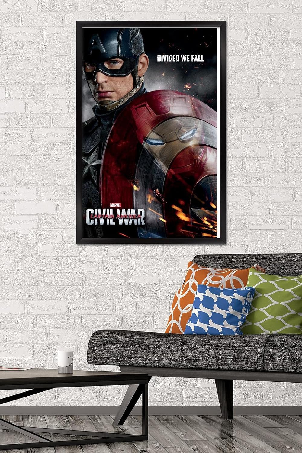 Trends International Marvel Cinematic Universe - Captain America - Civil War - Shield Reflection One Sheet Wall Poster, 22.375" x 34", Black Framed Version