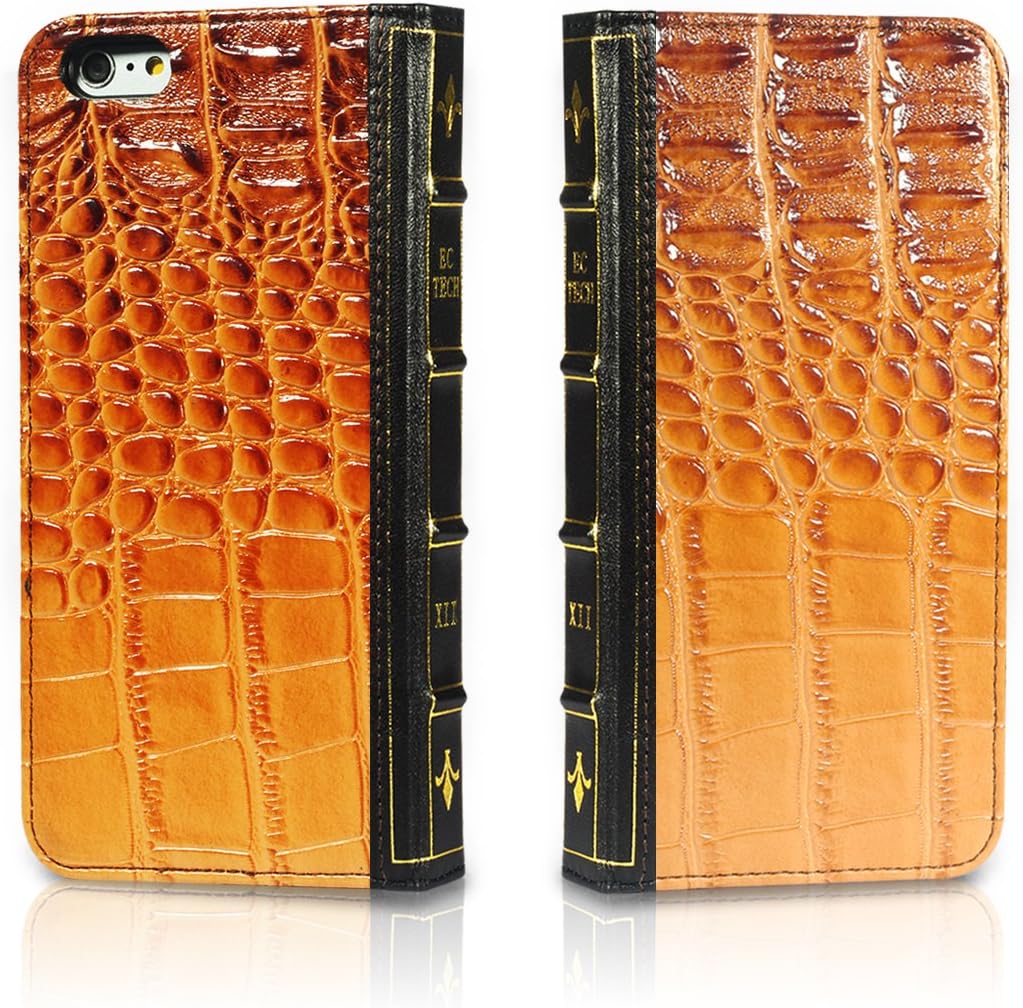 EC Technology® iPhone 6 Case Handmade Fashionable Crocodile Pattern Wearable PU Leather Wallet Book Cover with Credit Card ID Holders for iPhone 6 4.7