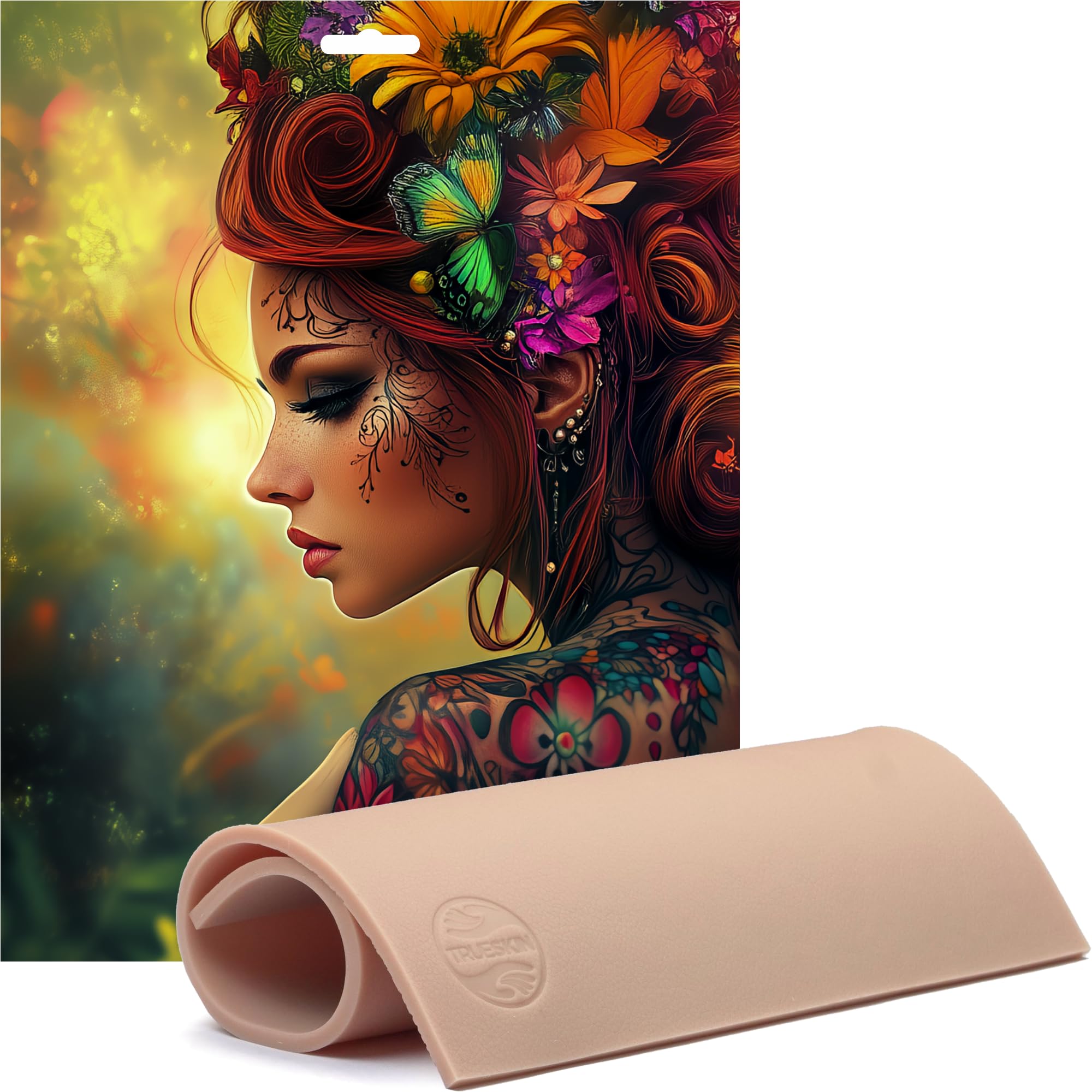 TrueSkinTattoo 8.5" x 11" Synthetic Silicone Skin for Practice - Double Sided - Two Textures - 5mm