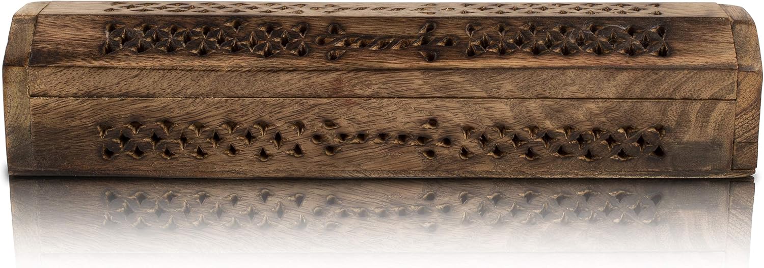 Wooden Incense Stick & Cone Burner Holder Coffin With Storage Compartment Organic Eco Friendly Ash Catcher Agarbatti Holder Rustic Style For Meditation Yoga Aromatherapy Home Fragrance Products - Image 4