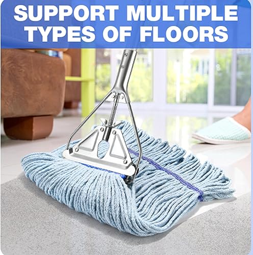 Miniatura 3 de Trapeador de hilo resistente para limpieza de suelos, industrial comercial húmedo con cabezal de repuesto adicional, trapeador de algodón súper