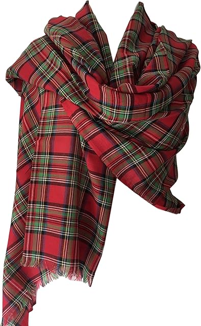 Purple Possum® Royal Stewart Tartan Scarf Ladies Red Green Plaid Wrap Shawl Mens Cotton Checked Fair Trade