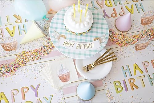 Miniatura 3 de Manteles individuales de papel de confeti de feliz cumpleaños, manteles individuales cuadrados desechables para fiestas, 18 hojas por bloc,