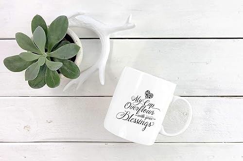 Miniatura 5 de Printtoo My Cup Overflows with Your Blessings - Taza de café con cita de amor, color blanco