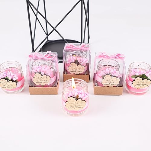 Miniatura 5 de Pack of 8 Glass Candle Jars, Handmade Baby Shower Gifts for Girls Glass Cylinder Candle, Baby Shower Favors for Guests Glass Candles, Baby Shower
