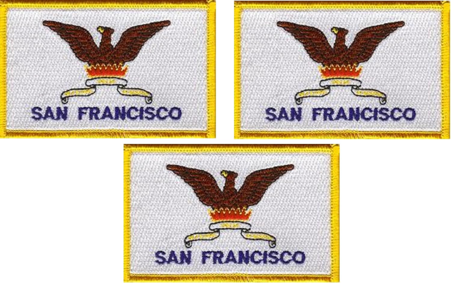 Pack of 3 Chicago Flag Patches 3.50" x 2.25", Three City Embroidered Iron On or Sew On Flag Patch Emblems (Chicago)