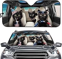 Vista 33 de SEANATIVE Parasol para ventana frontal con bandera estadounidense negra, para mujeres y hombres, bloqueo de calor, para la mayoría de automóviles
