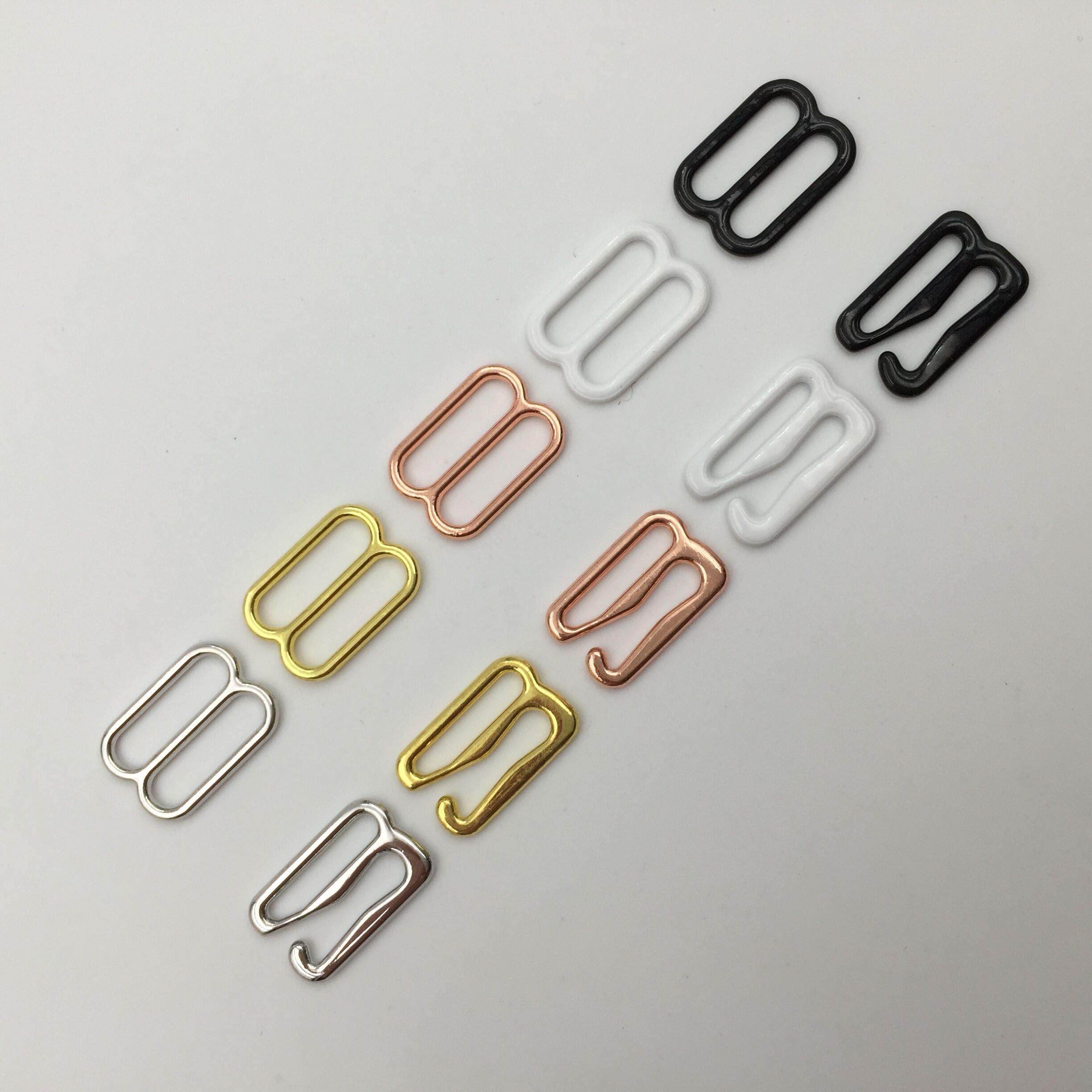 COAOC 10 sets Various sizes of bra hooks and sliders strap adjusters buckles 5 color