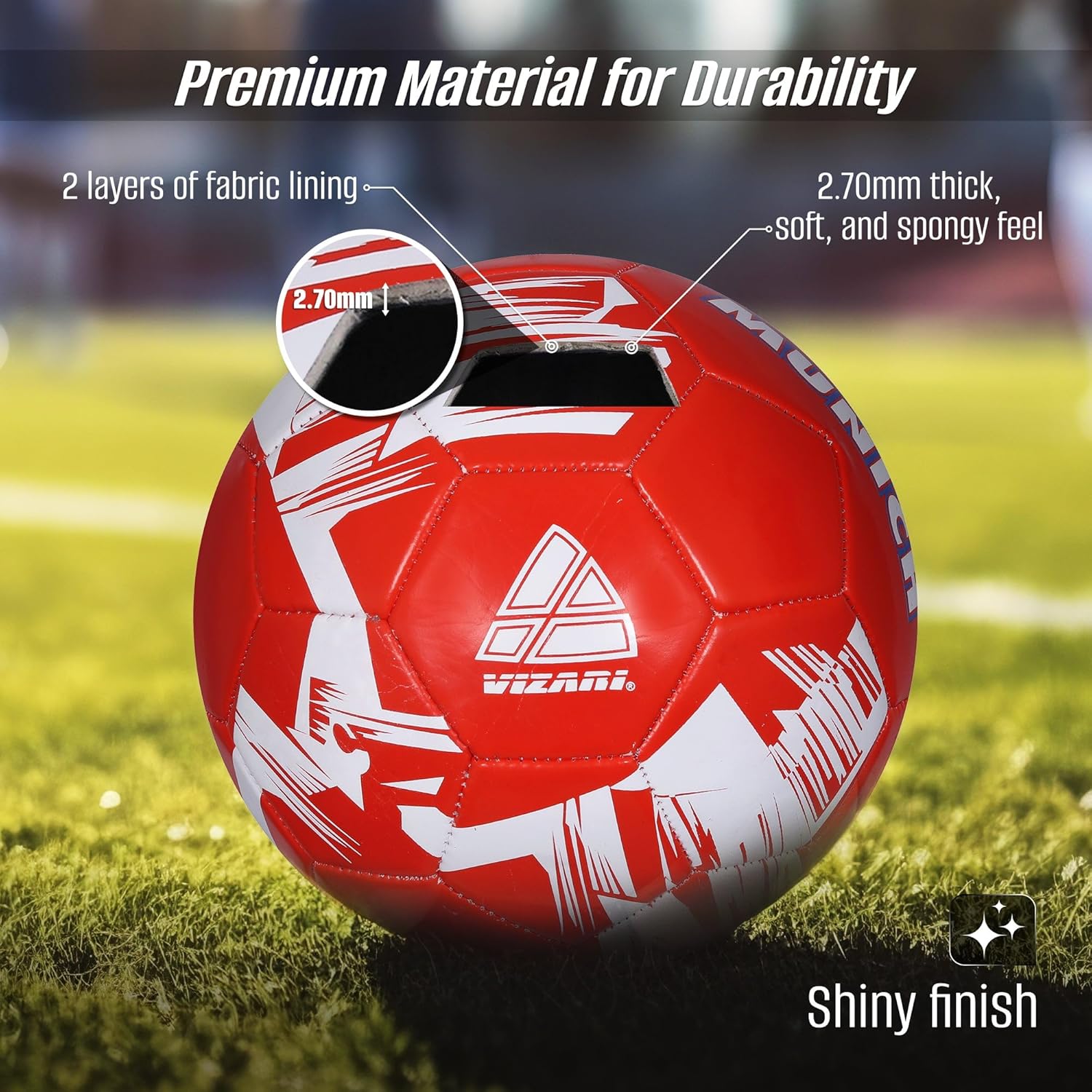 Vizari Miami Soccer Ball for Youth, Adults | Sizes Mini, 3, 4, 5 | Soccer Ball for Boys, Girls, Kids | Barcelona, Manchester, City, Madrid, Munich, Paris