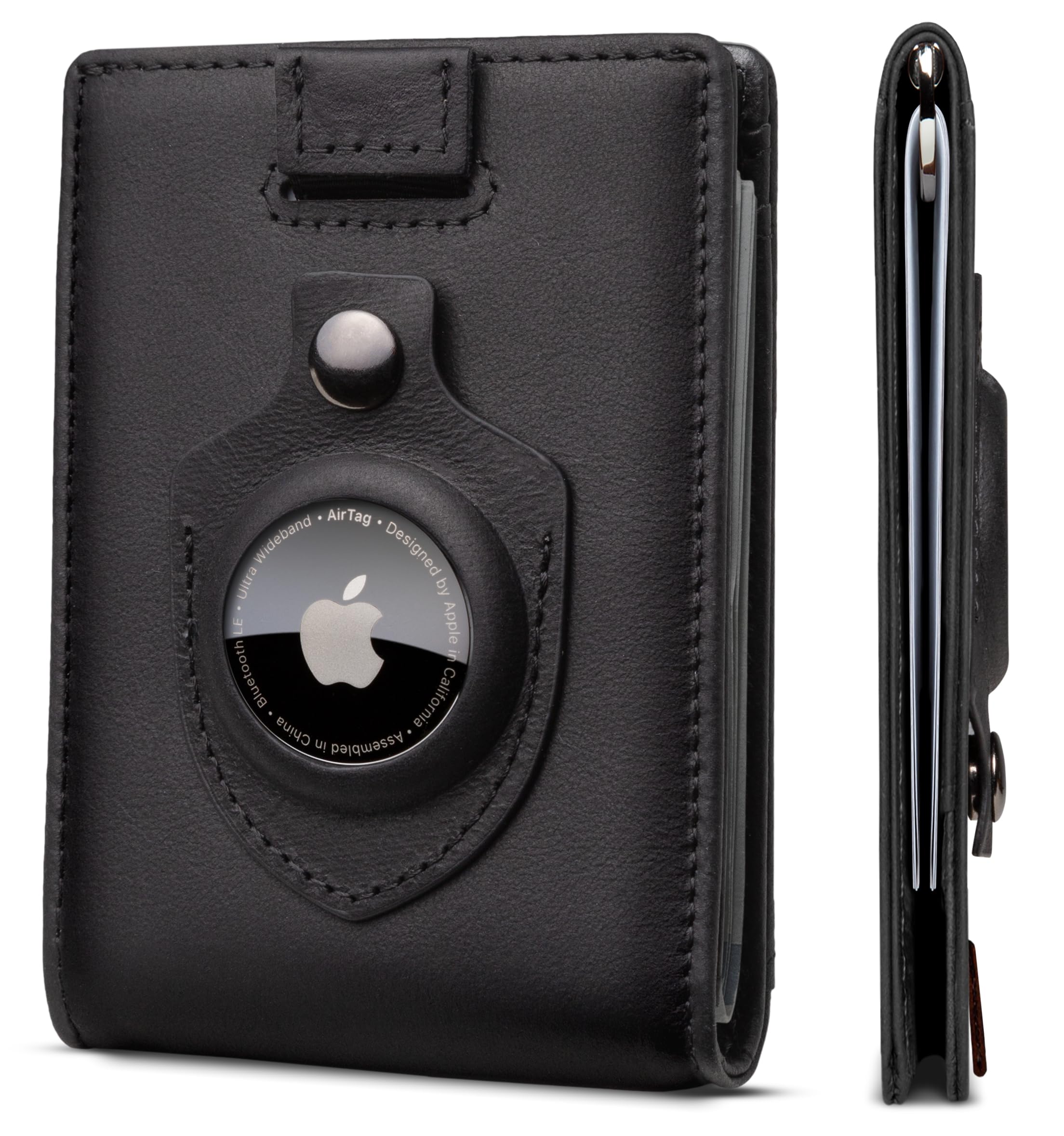 SERMAN BRANDS RFID Blocking Slim Bifold Genuine Leather Minimalist Front Pocket Wallets for Men with Money Clip Thin Mens