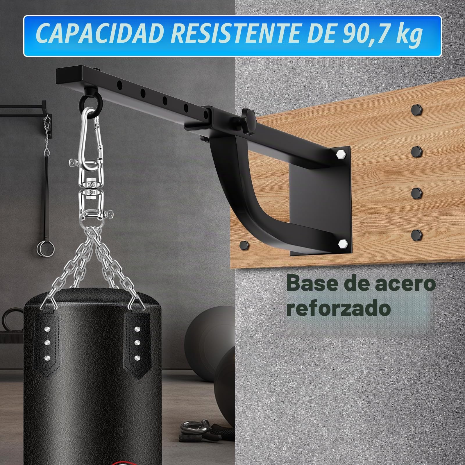 Soporte para Saco de Boxeo de Pared, Colgador Pesado 220 Libras, Rotación Silenciosa para Gimnasio